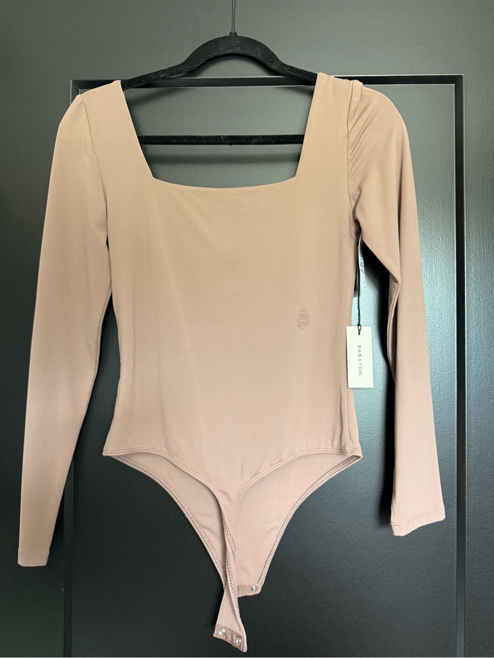 Aritzia Babaton Long Sleeve Square-Neck Bodysuit - Mauve Taupe